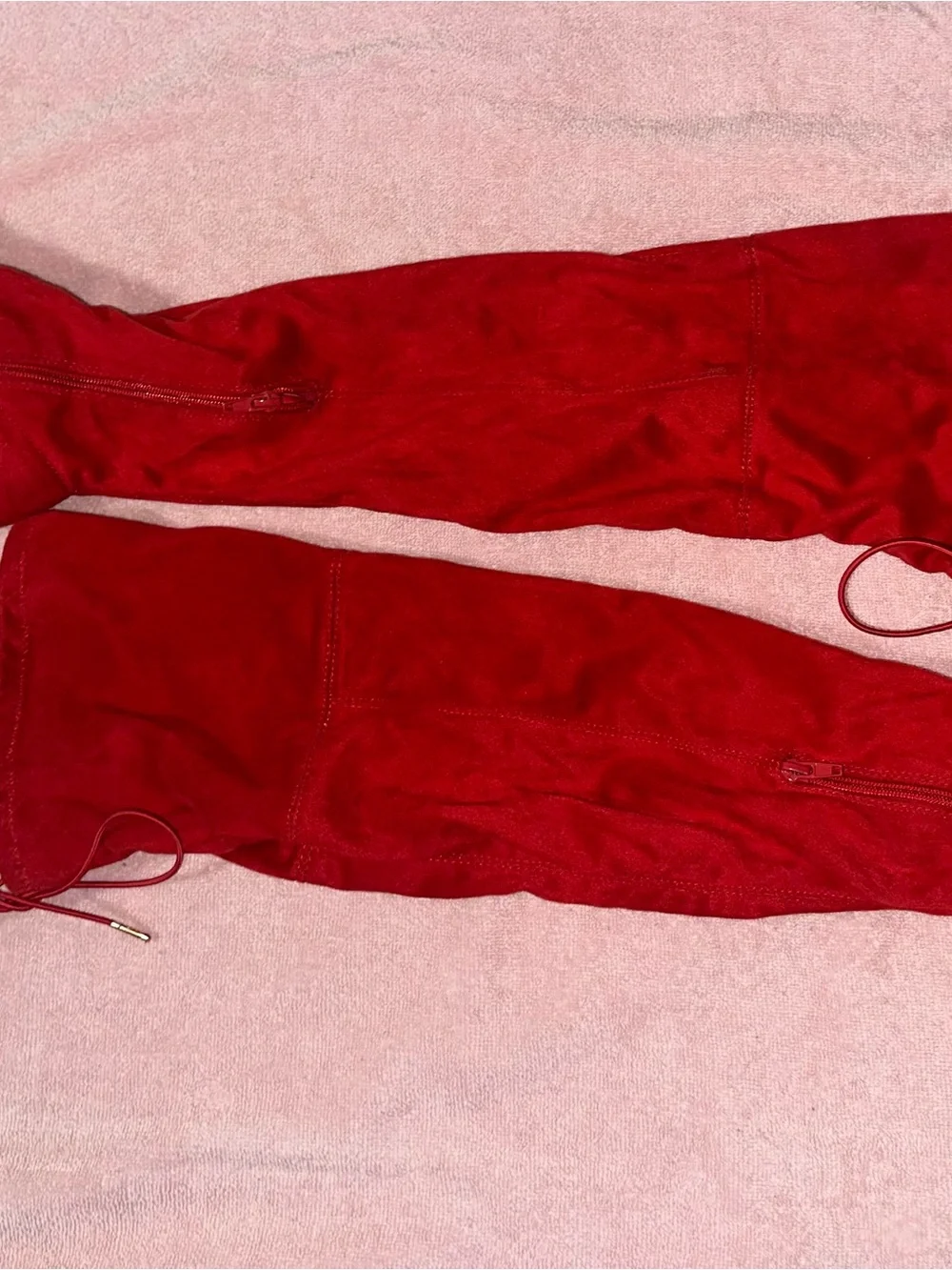 Shoe Dazzle Red Over-the-Knee High-Heel Boots